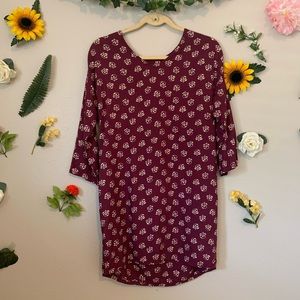 Old Navy Floral Burgundy Shirt Dress